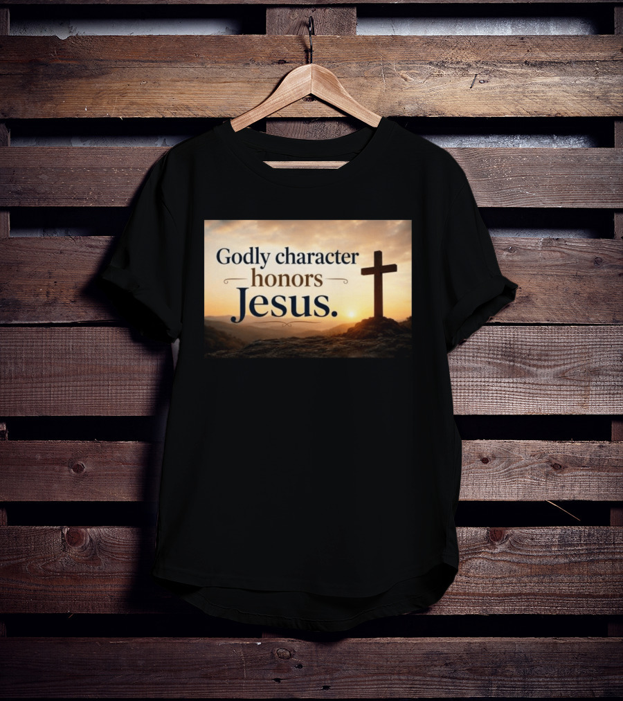Godly Character Honors Jesus Cross At Sunset T-Shirt