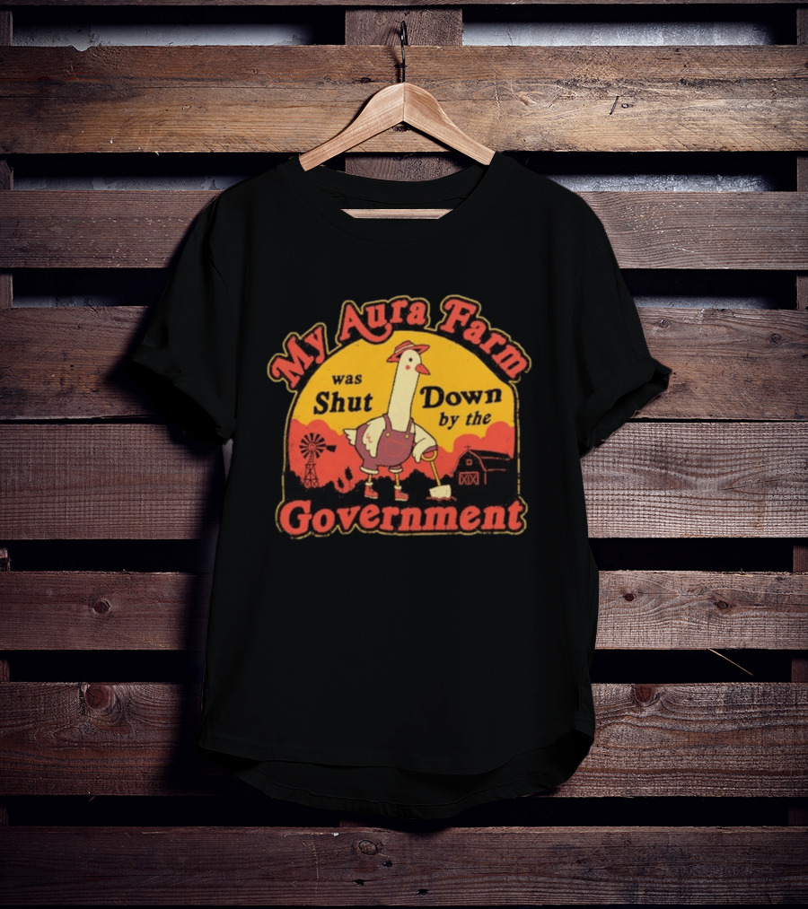My Aura Farm Was Shut Down By The Government Goose Vintage Farmyard Scene T-Shirt