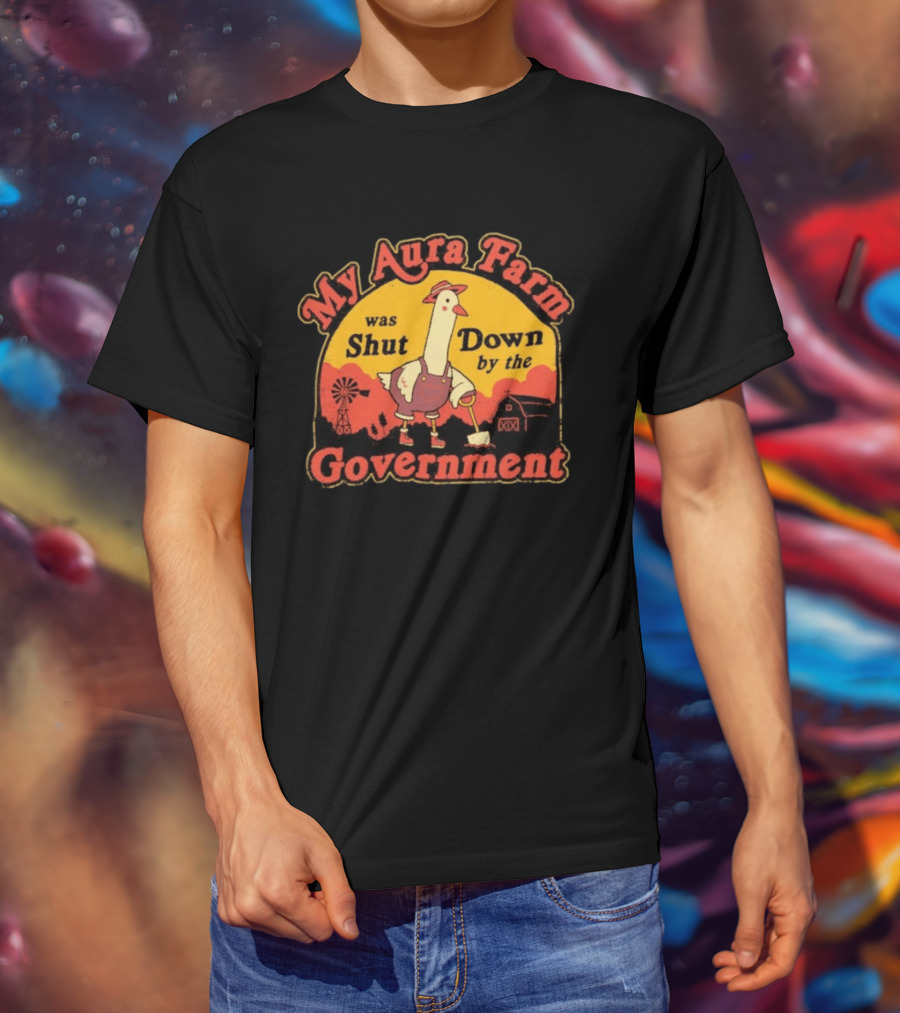 My Aura Farm Was Shut Down By The Government Goose Vintage Farmyard Scene T-Shirt