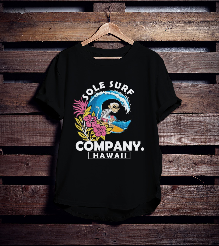 Sole Surf Company Hawaii Monkey Wave Flower Surfing T-Shirt