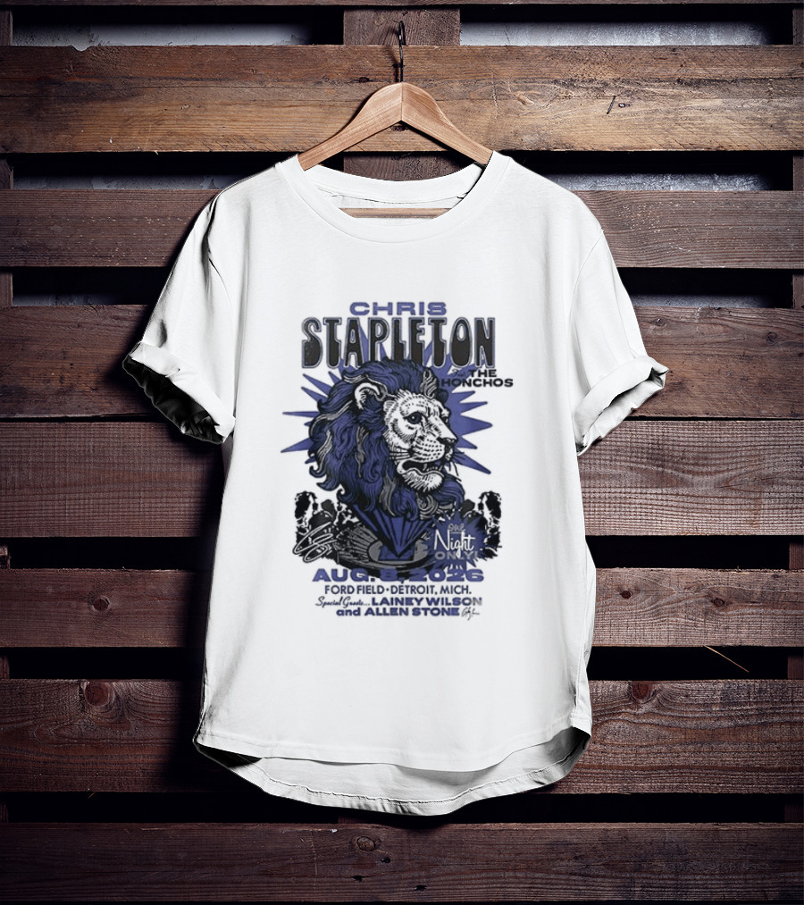 Chris Stapleton Detroit Lions August 2023 Ft The Honchos One Night Only T-Shirt