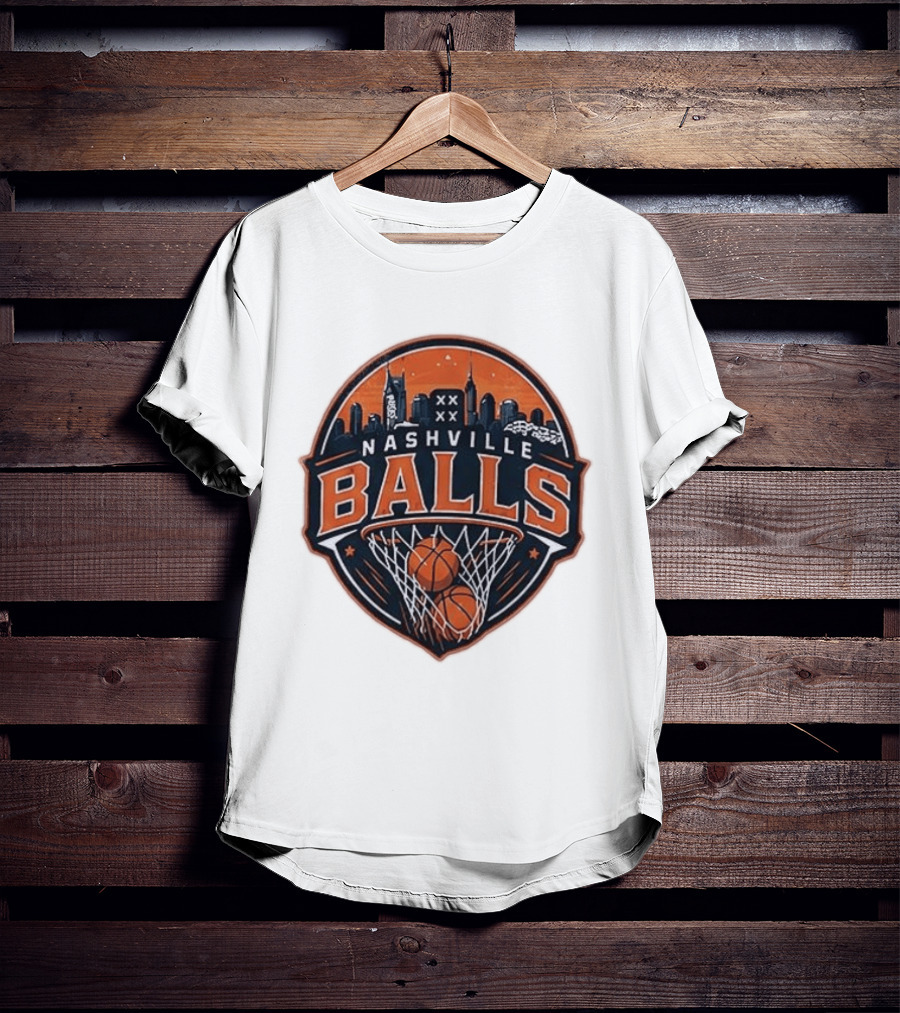 Nashville Balls Basketball Skyline Orange And Black T-Shirt