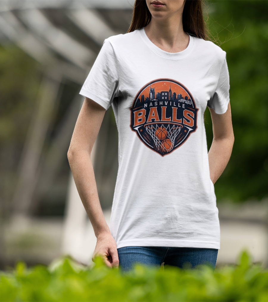 Nashville Balls Basketball Skyline Orange And Black T-Shirt