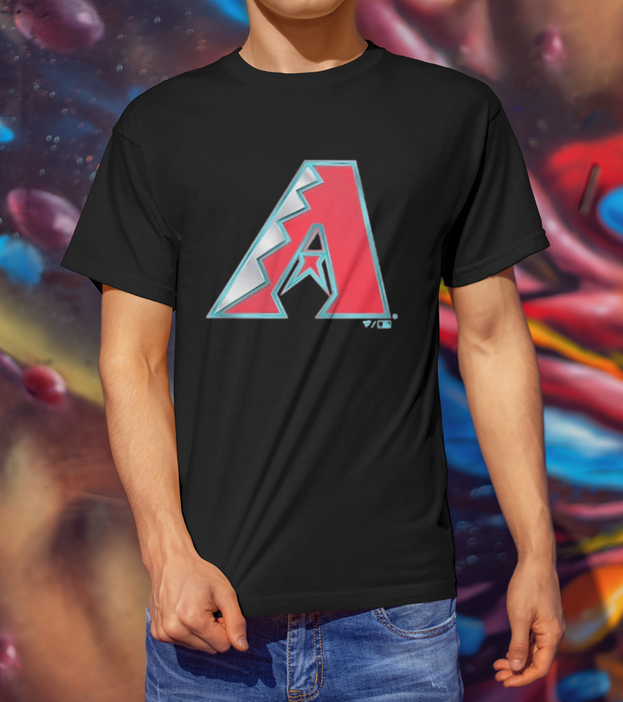 Arizona Diamondbacks Women's Metallic A Logo Red And Silver T-Shirt