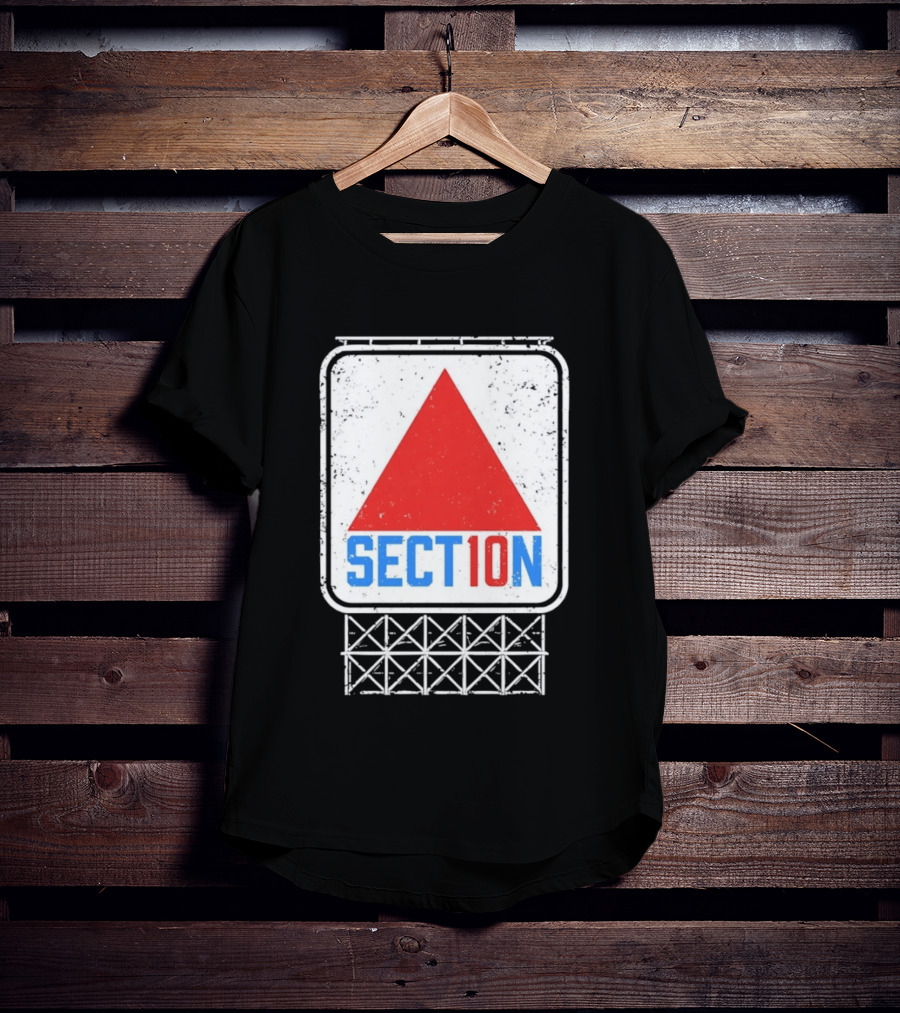 Section 10 Distressed Red Triangle Sign Retro Look S10 T-Shirt
