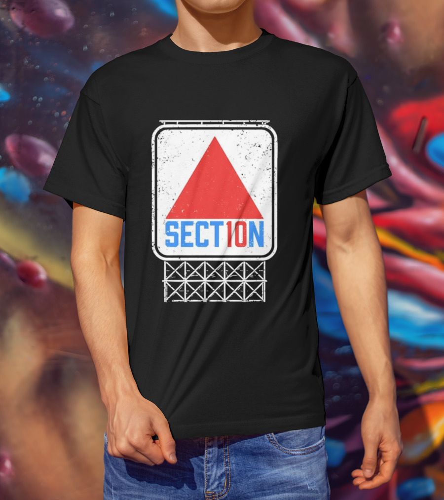 Section 10 Distressed Red Triangle Sign Retro Look S10 T-Shirt