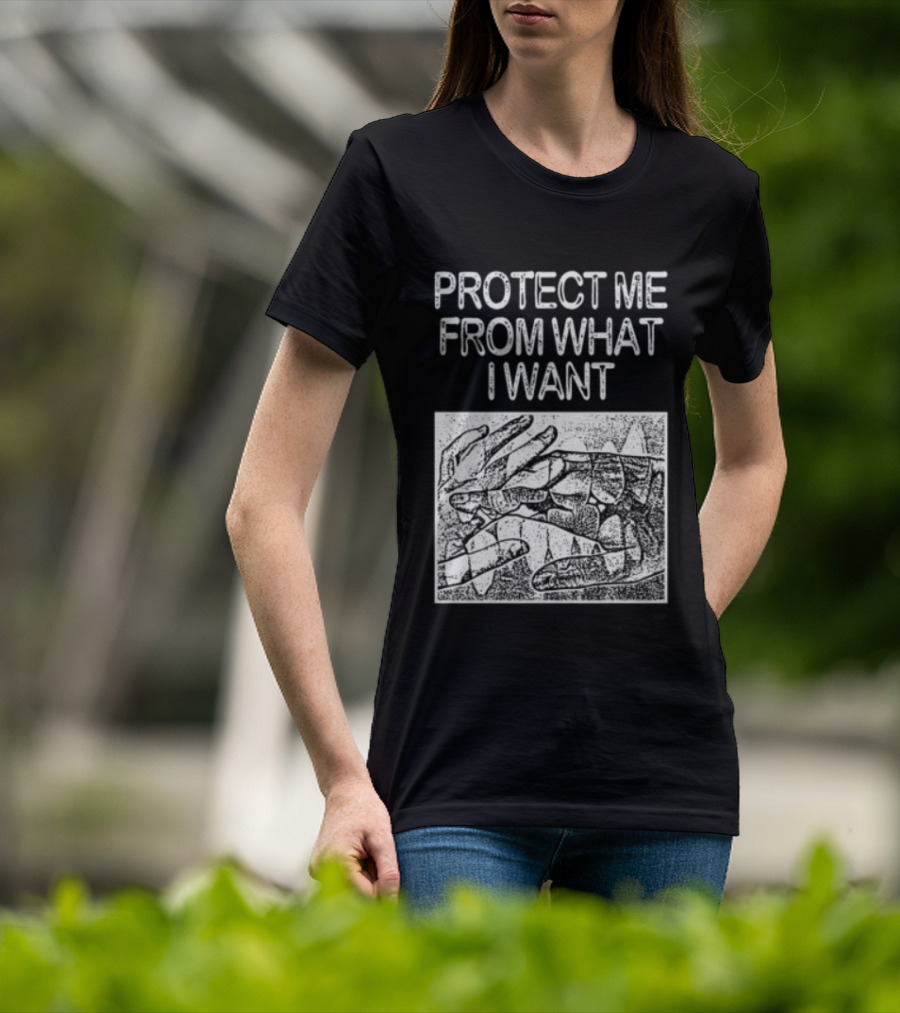 Protect Me From What I Want Get A Real Job Kid Store Black T-Shirt