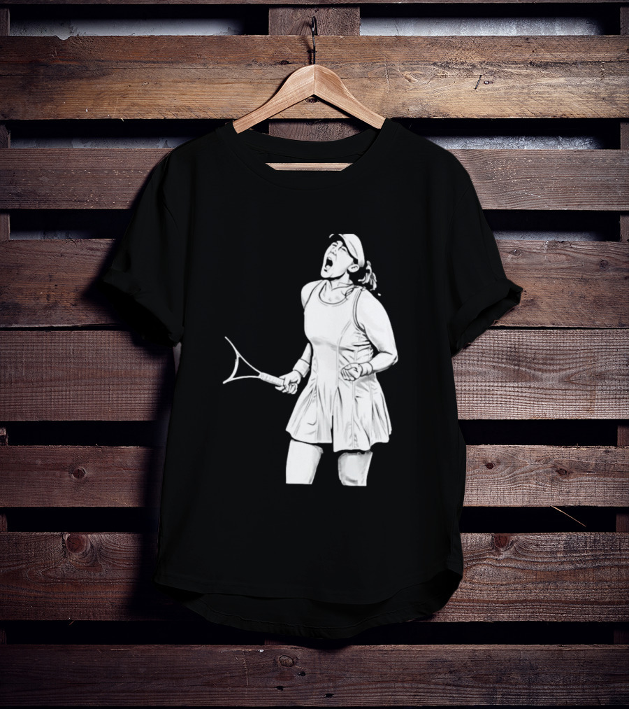 Tennis Player Celebrating Victory Power Grit Determination Black T-Shirt