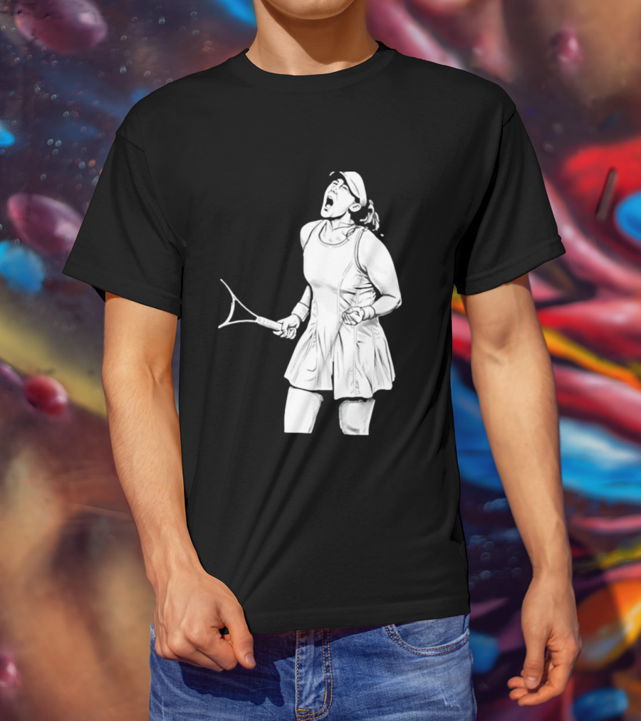 Tennis Player Celebrating Victory Power Grit Determination Black T-Shirt