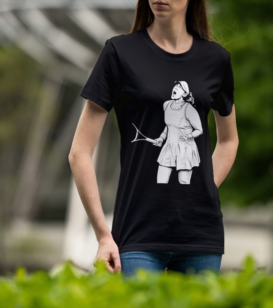 Tennis Player Celebrating Victory Power Grit Determination Black T-Shirt