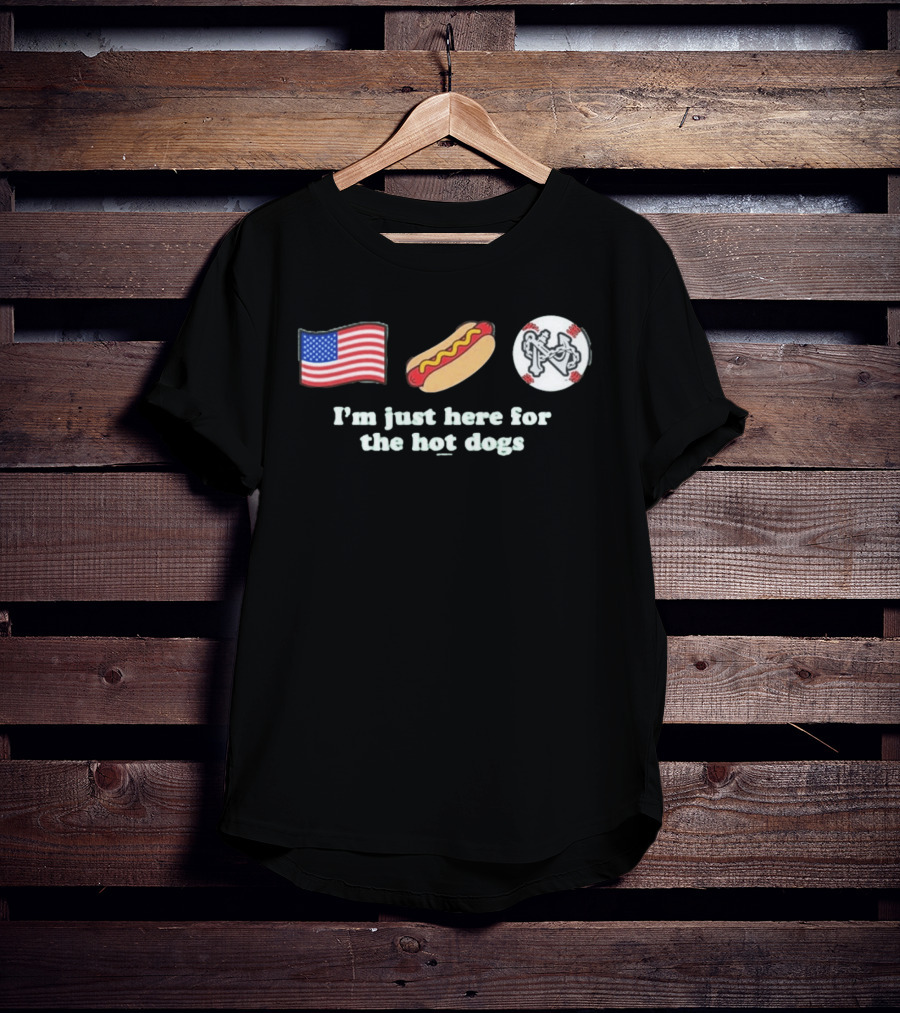 Norfolk Tides American Flag Baseball I'm Just Here For The Hot Dogs T-Shirt