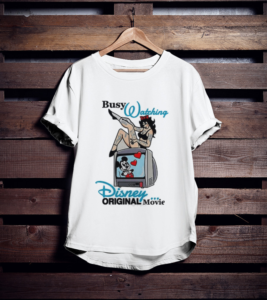 Busy Ing Disney Original Movie Retro Style With Mickey TV And Pin Up T-Shirt