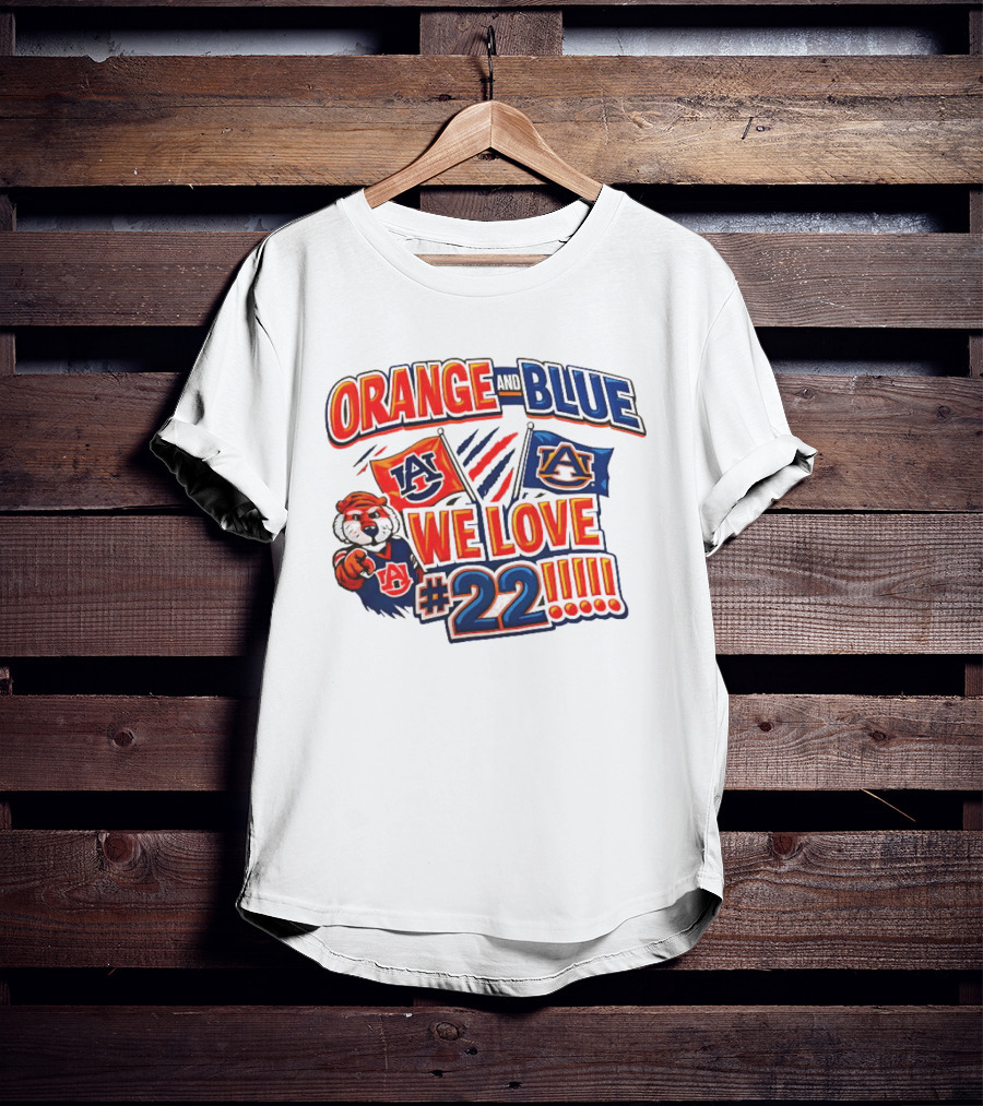 Auburn Tigers Orange And Blue We Love #22 Paws Up Enthusiasts T-Shirt