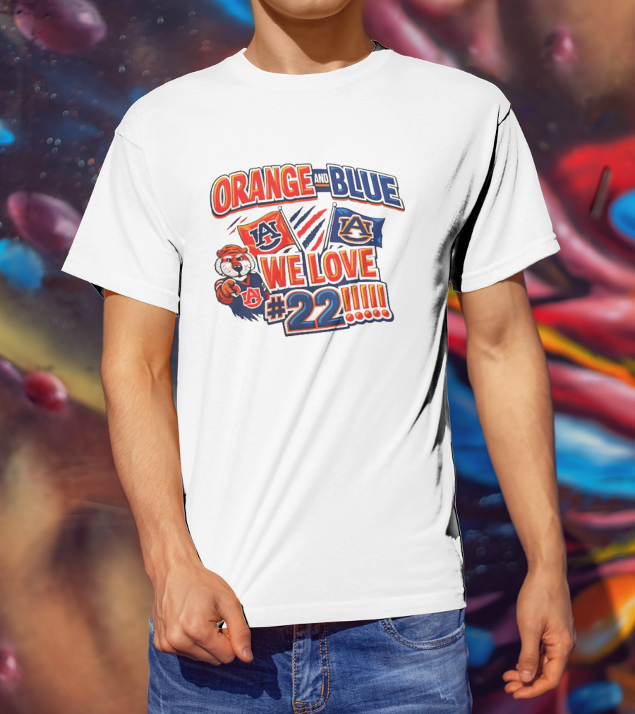 Auburn Tigers Orange And Blue We Love #22 Paws Up Enthusiasts T-Shirt