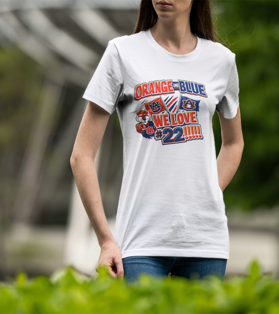 Auburn Tigers Orange And Blue We Love #22 Paws Up Enthusiasts T-Shirt