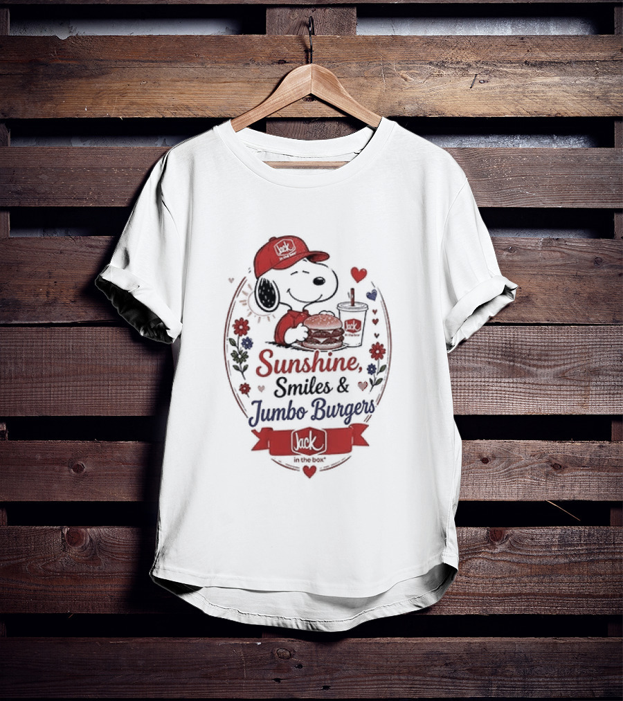Peanuts Snoopy Sunshine Smiles Jumbo Burgers Collaboration With Jack In The Box T-Shirt