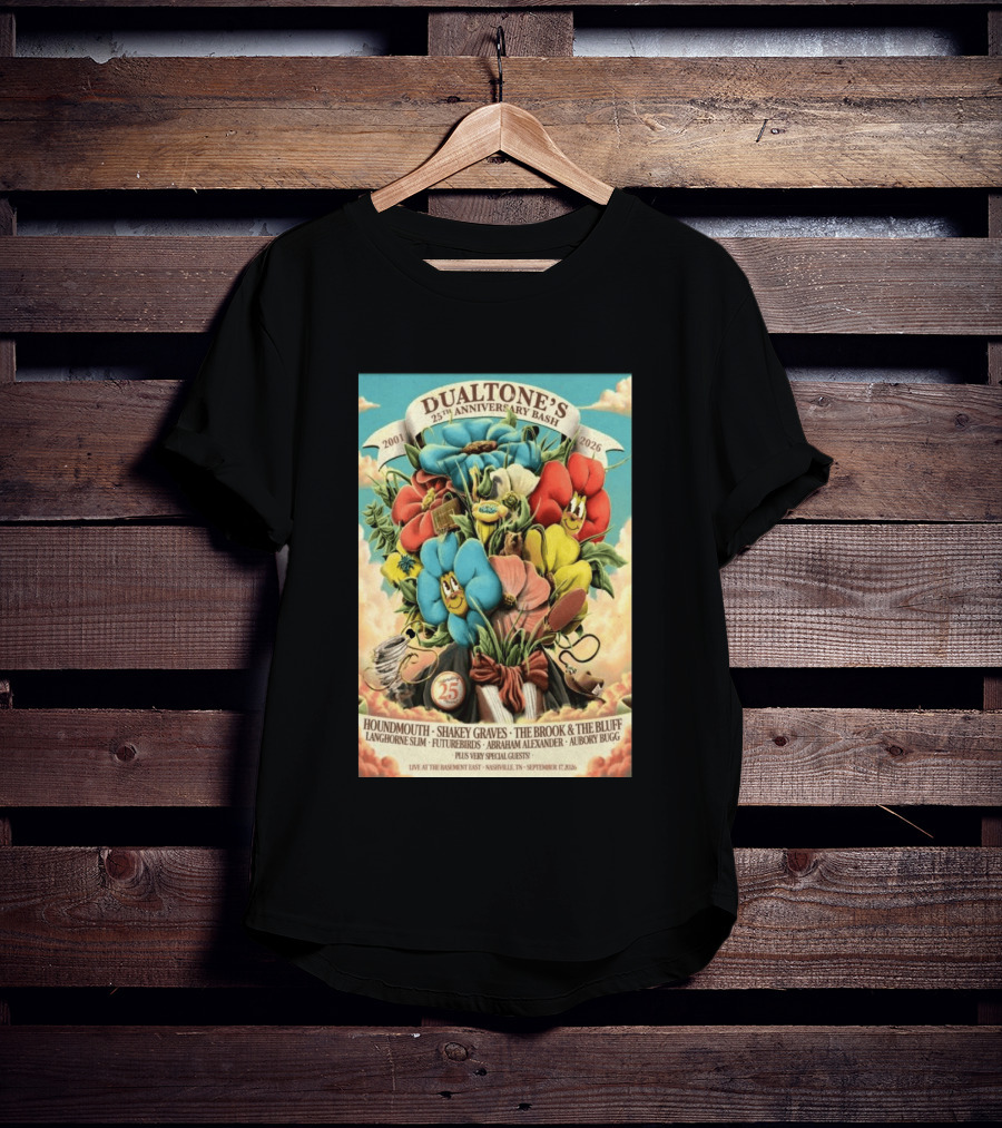 Dualtone's 25th Anniversary Bash September 17, 2026 Nashville Featuring Shakey Graves And The Brook & The Bluff T-Shirt