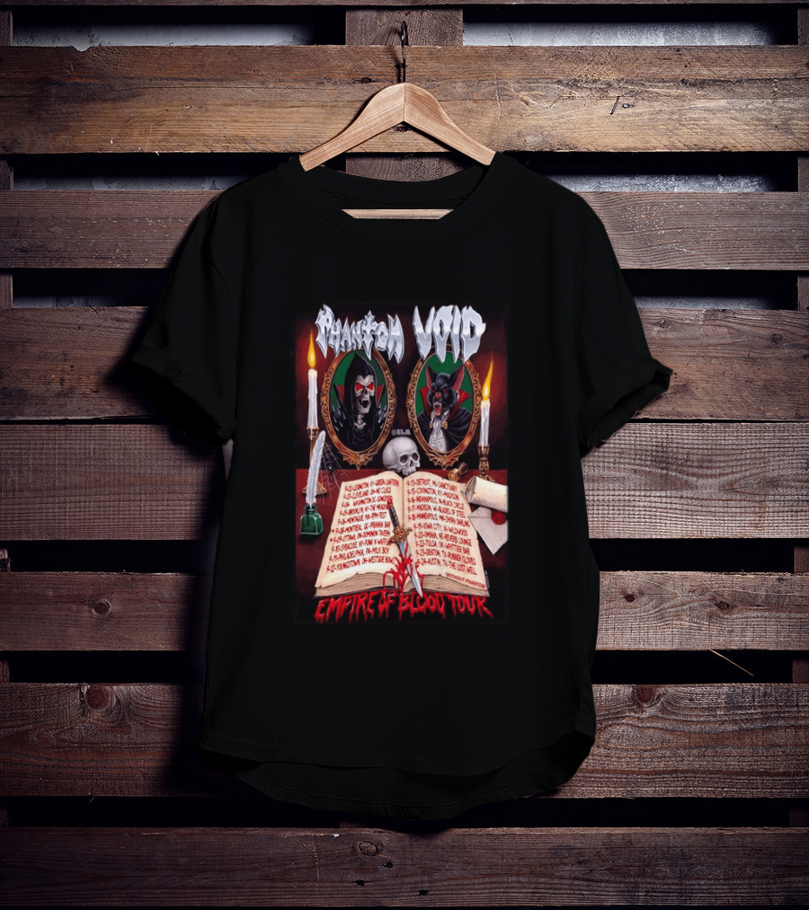 Phantom VOID 2026 Empire Of Blood Tour Dates And Locations Featuring Vampire Imagery And Candles T-Shirt