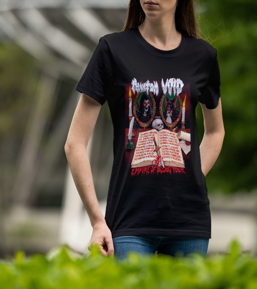 Phantom VOID 2026 Empire Of Blood Tour Dates And Locations Featuring Vampire Imagery And Candles T-Shirt