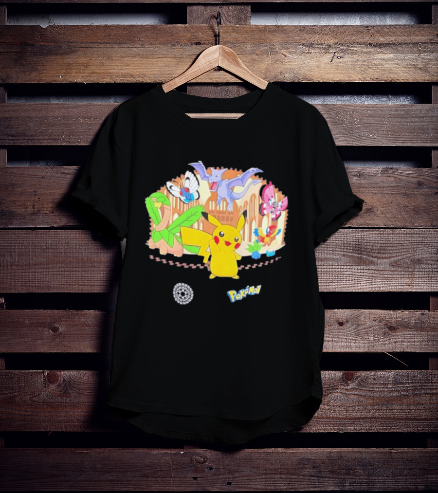 Pokecology Pikachu Aerodactyl Butterfree Vivillon Lileep Natural History Museum Collaboration T-Shirt