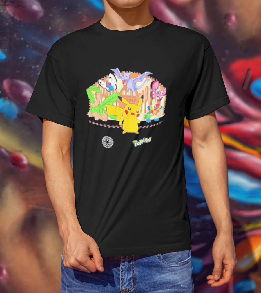 Pokecology Pikachu Aerodactyl Butterfree Vivillon Lileep Natural History Museum Collaboration T-Shirt