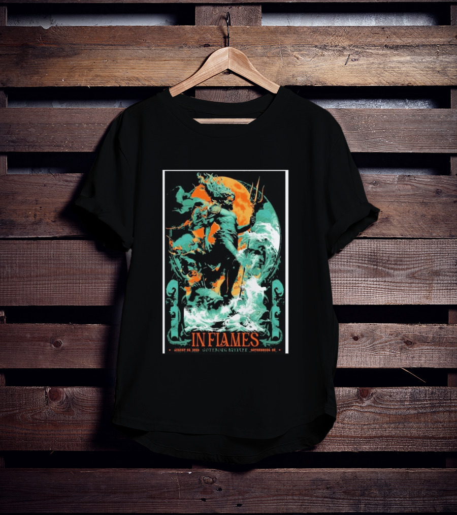 In Flames Göteborg Brinner August 22 2026 Poseidon Trident Concert Event Gothenburg SE T-Shirt