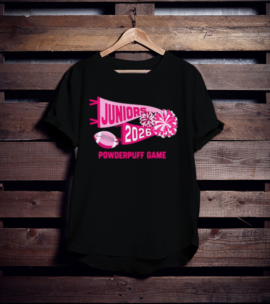 Juniors 2026 Powderpuff Game Pom Poms And Football T-Shirt