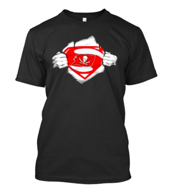 Tampa Bay Buccaneers Superpower Fan Symbol With Skulls Football Superman T-Shirt