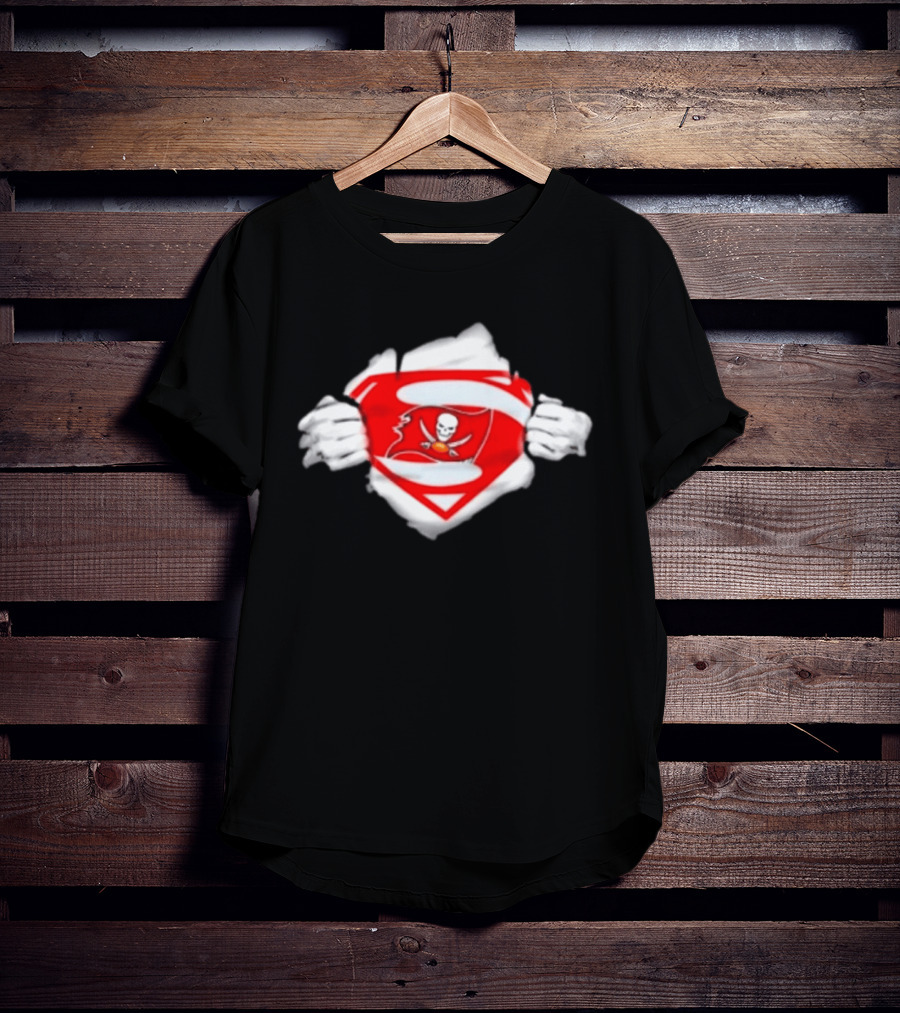 Tampa Bay Buccaneers Superpower Fan Symbol With Skulls Football Superman T-Shirt