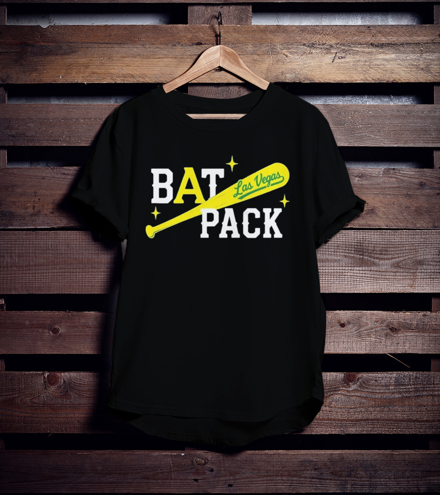 Las Vegas Bat Pack Yellow Baseball Bat Logo With Stars T-Shirt