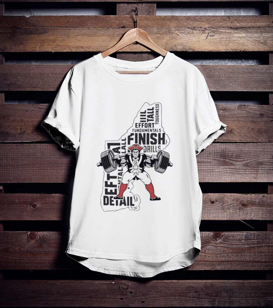 Pat Patriot Colonial Barbell Finish Drill Effort Detail T-Shirt