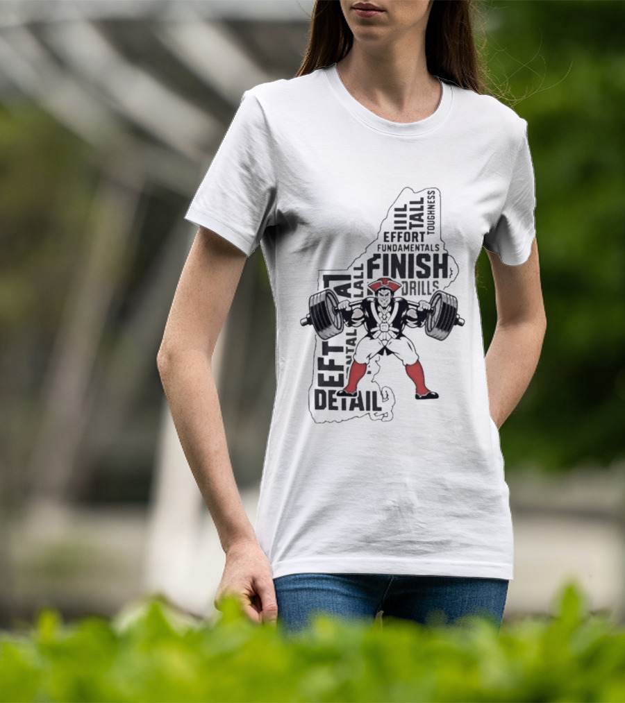 Pat Patriot Colonial Barbell Finish Drill Effort Detail T-Shirt