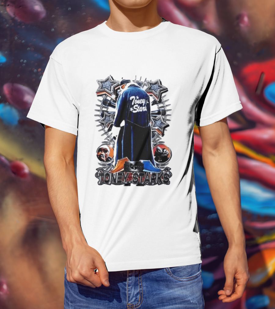 Toney Starks Blue Coat Star Motif Back Cover Art With Big Pun T-Shirt
