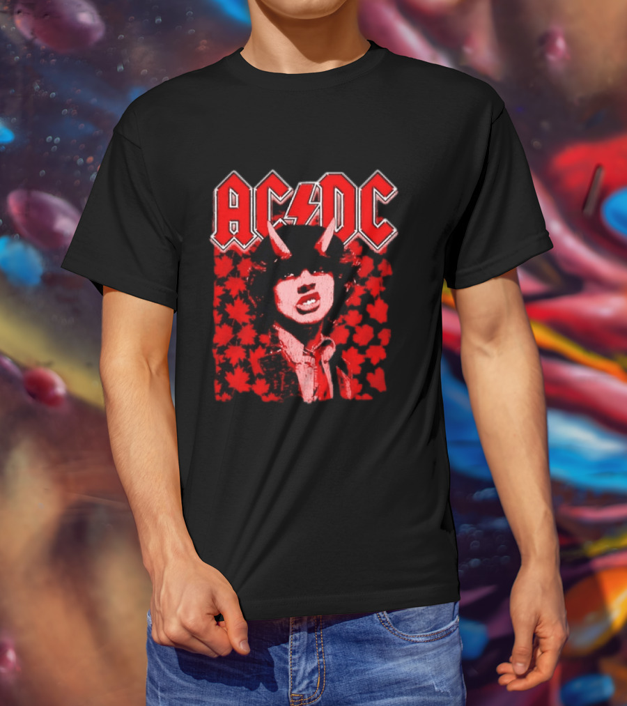 AC DC Pwr Up Canada 2026 Tour Rock Band Maple Leaf T-Shirt