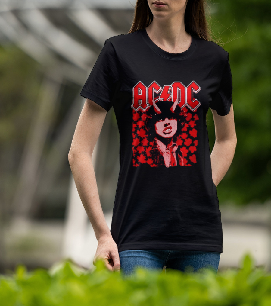 AC DC Pwr Up Canada 2026 Tour Rock Band Maple Leaf T-Shirt