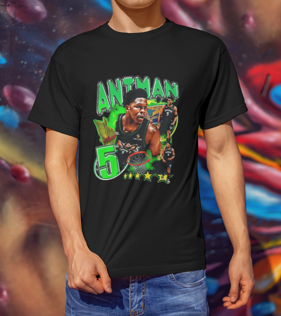 ANITMAN 5 Anthony Edwards Minnesota Timberwolves Welcome To Minnesota T-Shirt