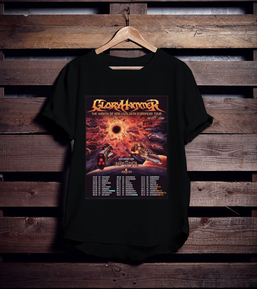 Gloryhammer The Wrath Of Kor Virliath European Tour Dates With Support From Majestica Arion T-Shirt