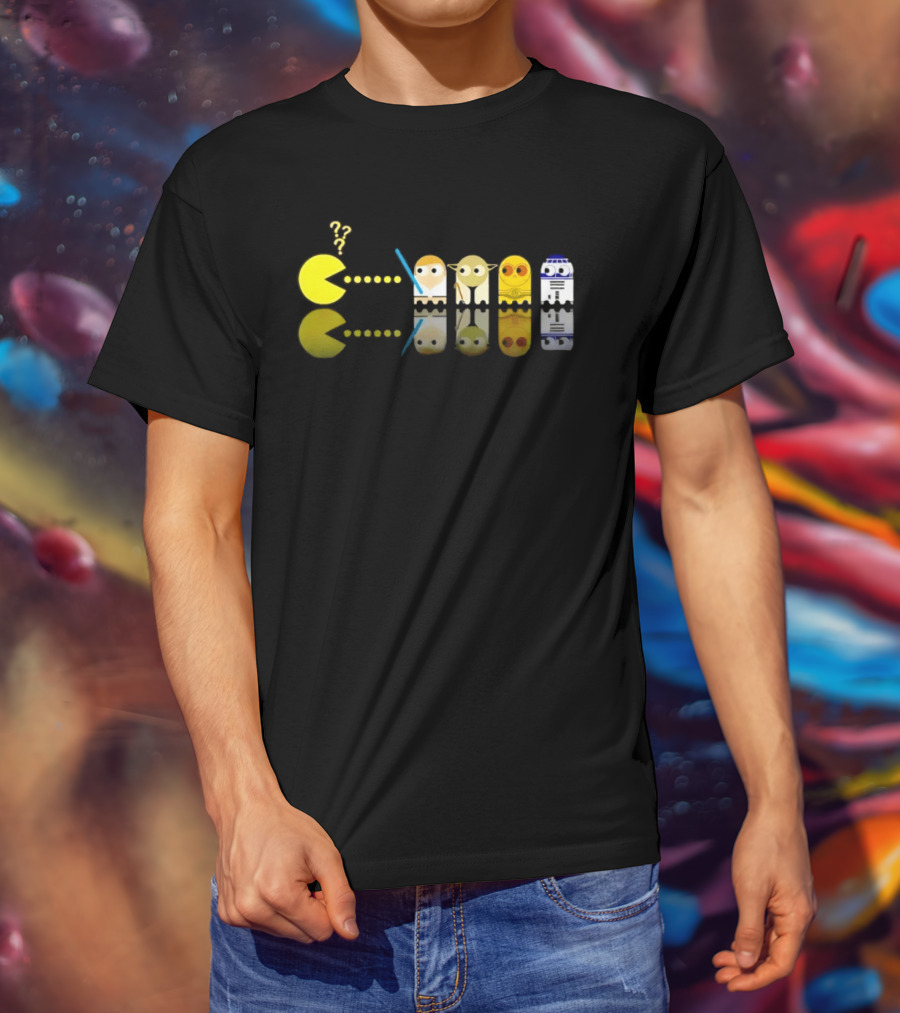 Pac Man Star Wars Crossover Luke Skywalker Yoda R2D2 T-Shirt