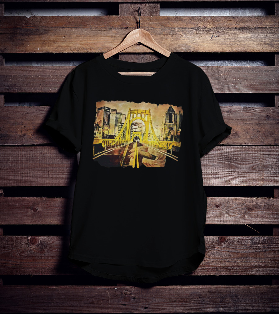Pittsburgh Skyline 1992 Roberto Clemente Bridge Piano Player T-Shirt