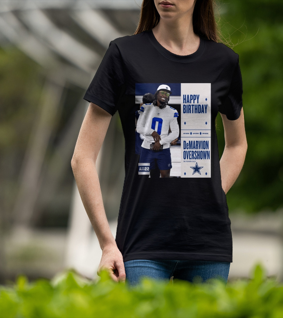 Happy Birthday DeMarvion Overshown 26 Years Old Dallas Cowboys Linebacker Celebration T-Shirt