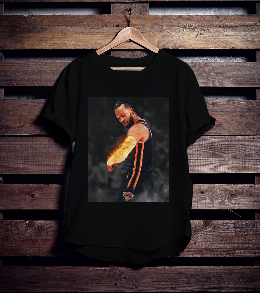 Happy International Lefthanders Day Jalen Brunson Knicks Player Flaming Arm T-Shirt