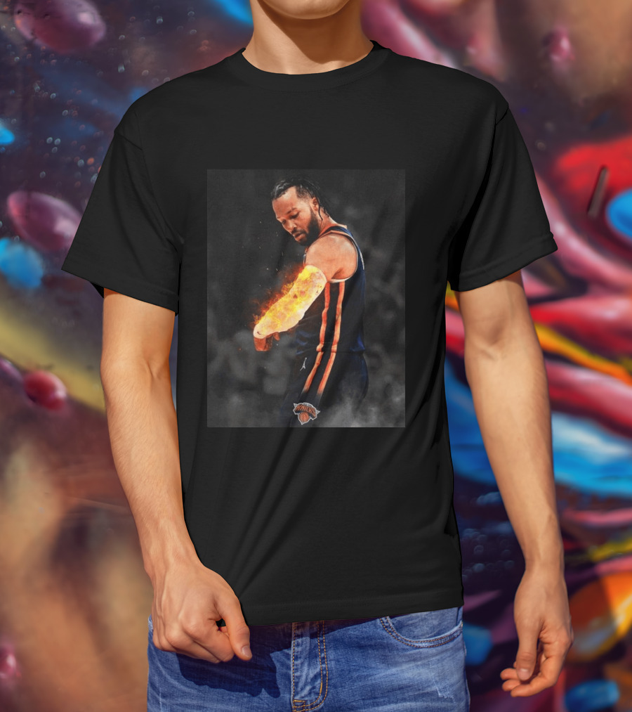 Happy International Lefthanders Day Jalen Brunson Knicks Player Flaming Arm T-Shirt