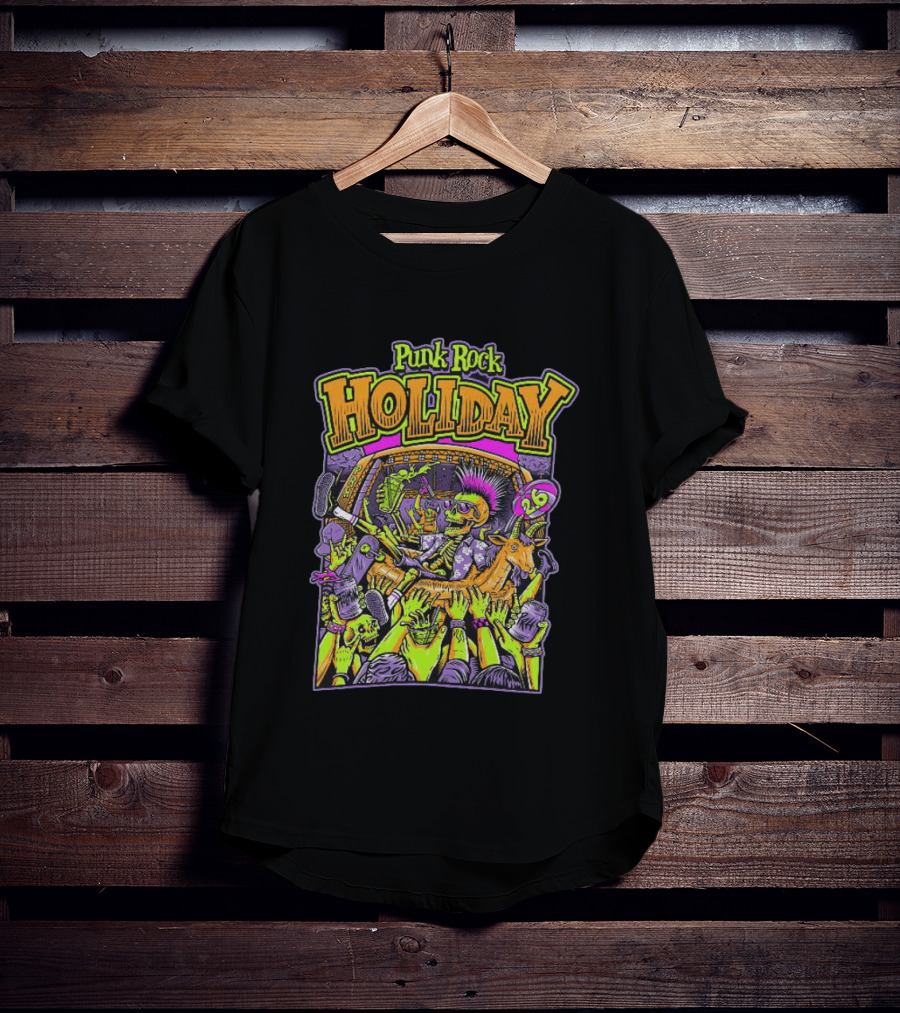 Punk Rock Holiday Skeleton Goat Crowd Surfing Music Festival 26 Summer T-Shirt