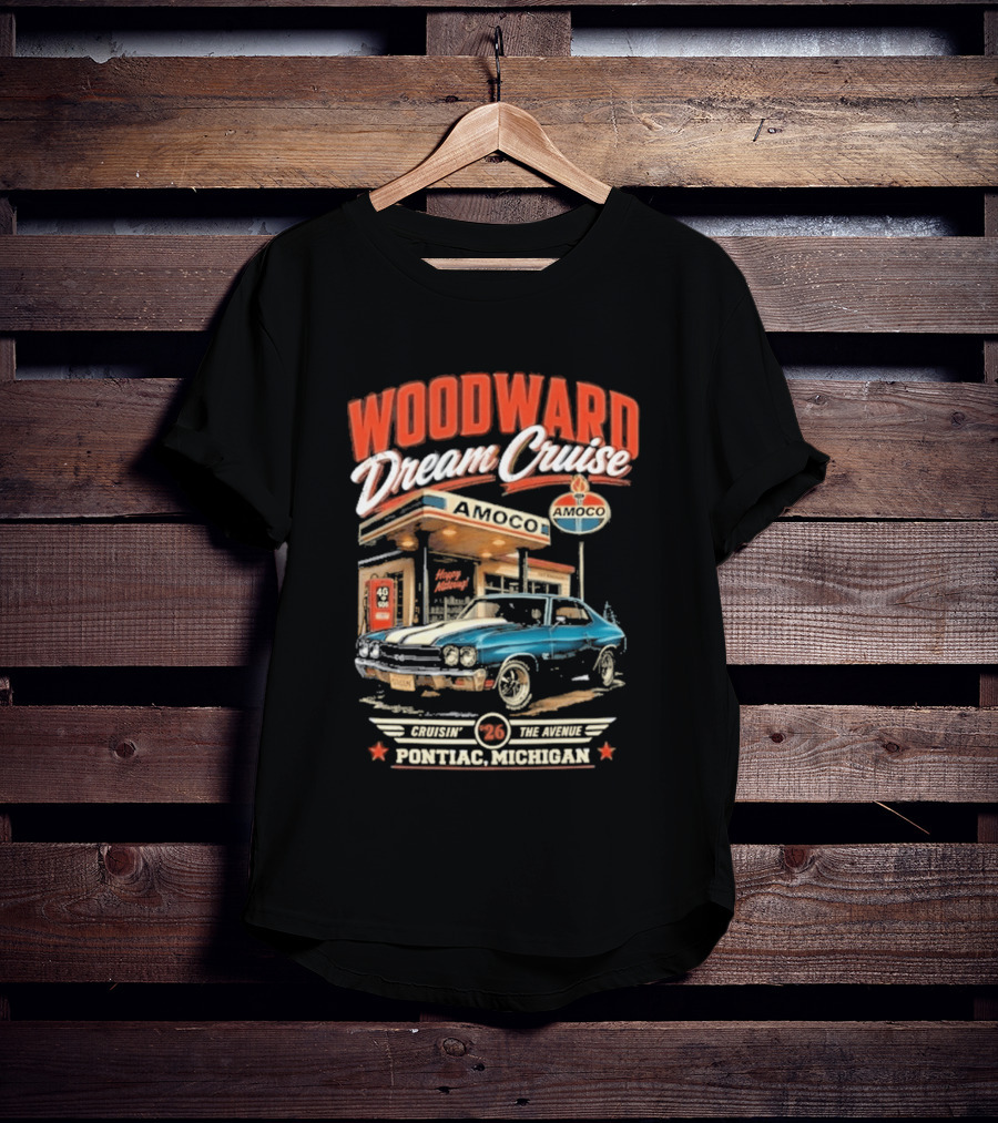 Woodward Dream Cruise Pontiac Michigan Amoco Service Station Classic Car T-Shirt