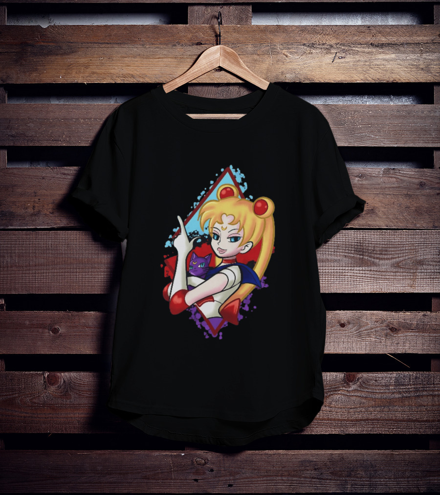 Sailor Moon With Luna Cat Anime Manga T-Shirt
