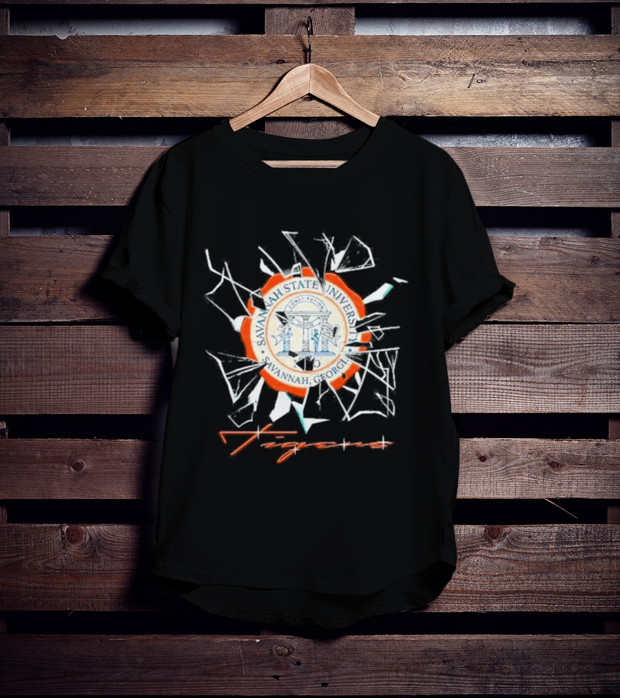 Savannah State University Seal Tigers Shattered Glass T-Shirt