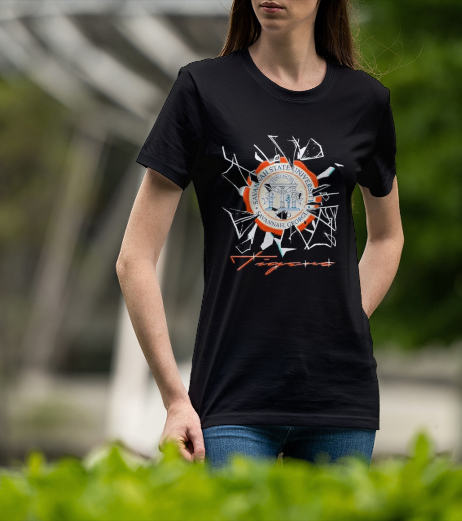 Savannah State University Seal Tigers Shattered Glass T-Shirt