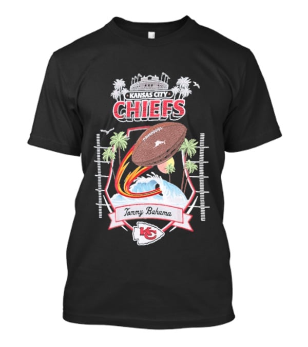 Kansas City Chiefs Tommy Bahama Tidal Kickoff Camp Football Palms T-Shirt