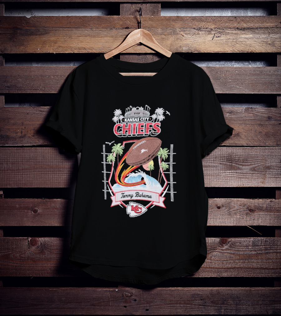 Kansas City Chiefs Tommy Bahama Tidal Kickoff Camp Football Palms T-Shirt