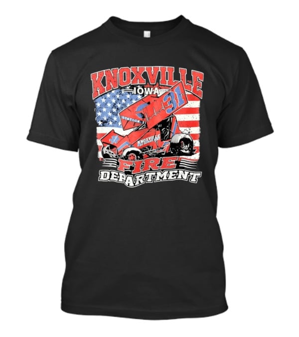 Knoxville Iowa Fire Department Station 31 Sprint Car American Flag T-Shirt